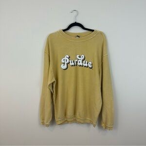 Chicka-d | Purdue Yellow Oversized Ribbed Sweatshirt Size Small Women’s